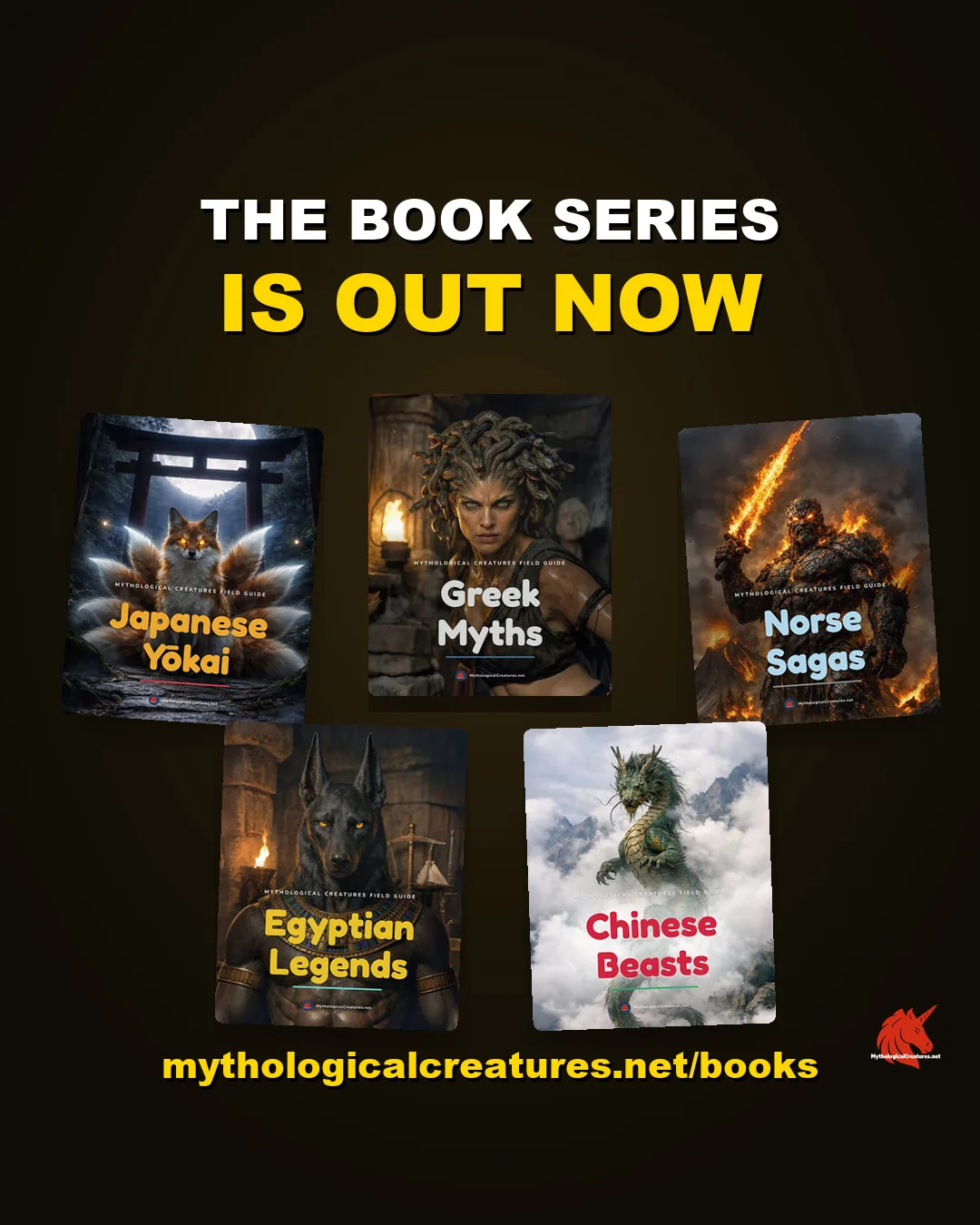 The five Mythological Creatures field guides.