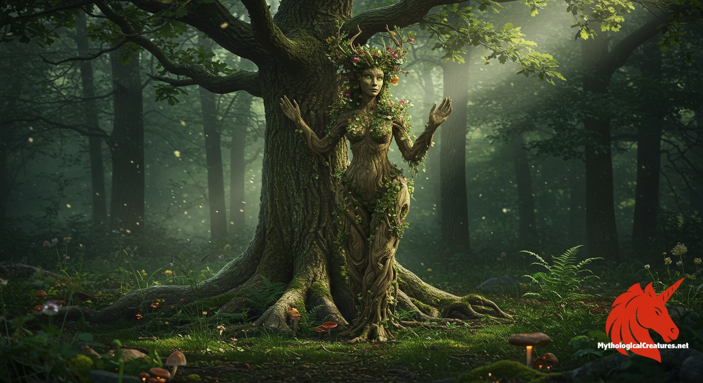 Dryads are depicted as ethereal and tender, their forms often merging seamlessly with the bark and leaves of ancient trees Dryads are depicted as ethereal and tender, their forms often merging seamlessly with the bark and leaves of ancient trees