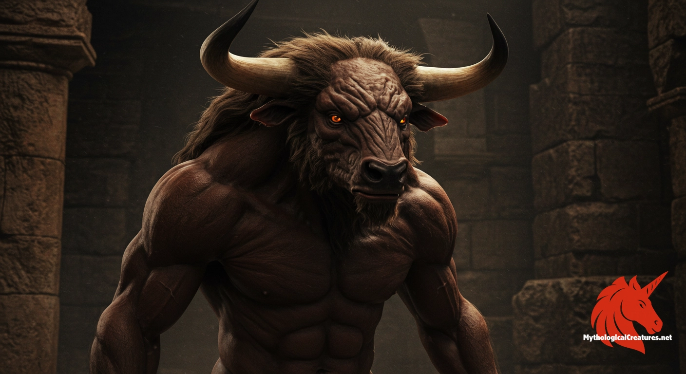 A creature with the head of a bull and the body of a man, the Minotaur from Greek mythology