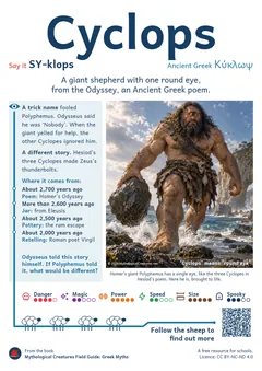 Cyclops classroom poster, Greek mythology, ages 7-14+