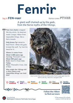 Fenrir classroom poster, Norse mythology, ages 7-14+