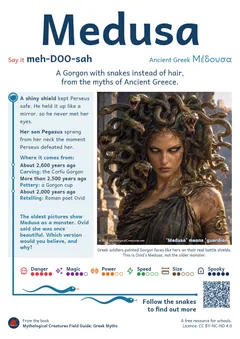 Medusa classroom poster, Greek mythology, ages 7-14+