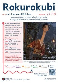 Rokurokubi classroom poster, Japanese mythology, ages 7-14+