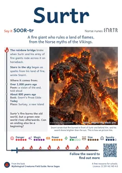Surtr classroom poster, Norse mythology, ages 7-14+