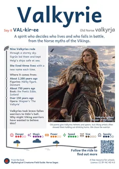 Valkyrie classroom poster, Norse mythology, ages 7-14+